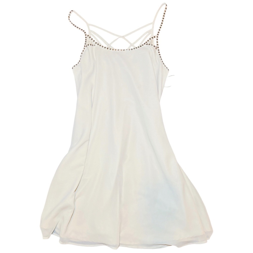 White Beaded Cage Back Mini Dress Womens Size Medium Cream NWT Summer Cocktail - Picture 6 of 13